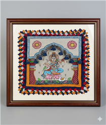 Orissa Pattachitra-Off-white-Canvas, Polly Cotton, Mdf Bord, Fibre Frame-Pattachitra & Pipili Chandua (applique) Wall Hangi